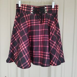 Women's Black and Red Plaid Skirt Size Small Preppy Goth Dark Academia